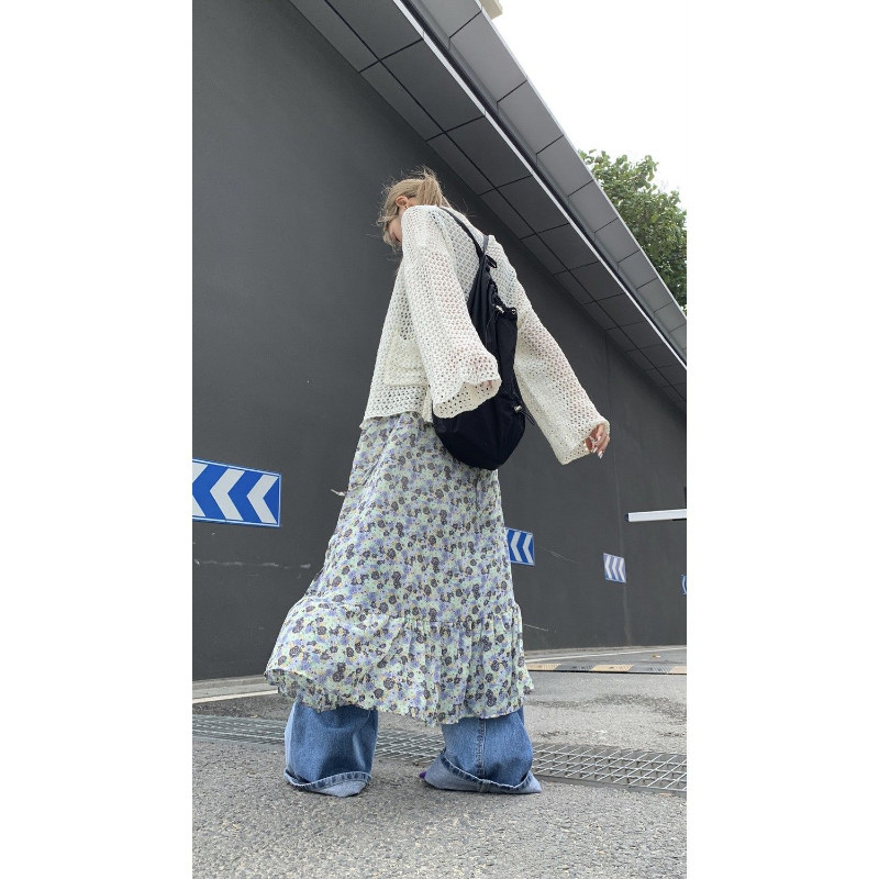 Izdubljeni američki starinski pulover Ženski kardigan pleteni ljetni kaputi dugih rukava za zaštitu od sunca Y2k majice s širokim rupama Sueter