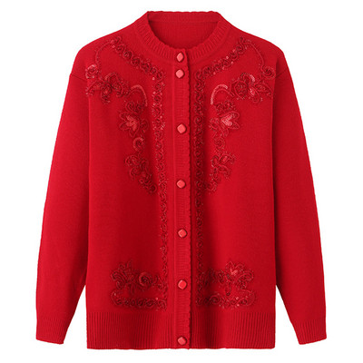 Fdfklak močiutės megztinis, moteriškas megztas megztinis Vidutinio amžiaus pagyvenusios mamos drabužiai pavasario rudeninis ilgomis rankovėmis 4XL