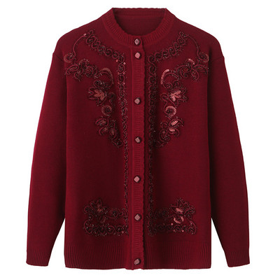 Fdfklak močiutės megztinis, moteriškas megztas megztinis Vidutinio amžiaus pagyvenusios mamos drabužiai pavasario rudeninis ilgomis rankovėmis 4XL