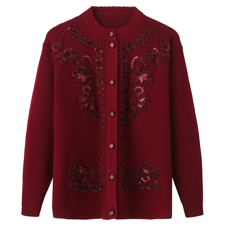 Fdfklak močiutės megztinis, moteriškas megztas megztinis Vidutinio amžiaus pagyvenusios mamos drabužiai pavasario rudeninis ilgomis rankovėmis 4XL