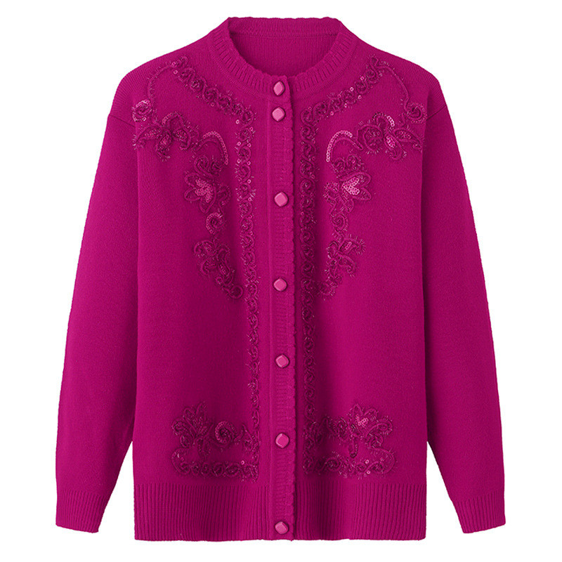 Fdfklak močiutės megztinis, moteriškas megztas megztinis Vidutinio amžiaus pagyvenusios mamos drabužiai pavasario rudeninis ilgomis rankovėmis 4XL