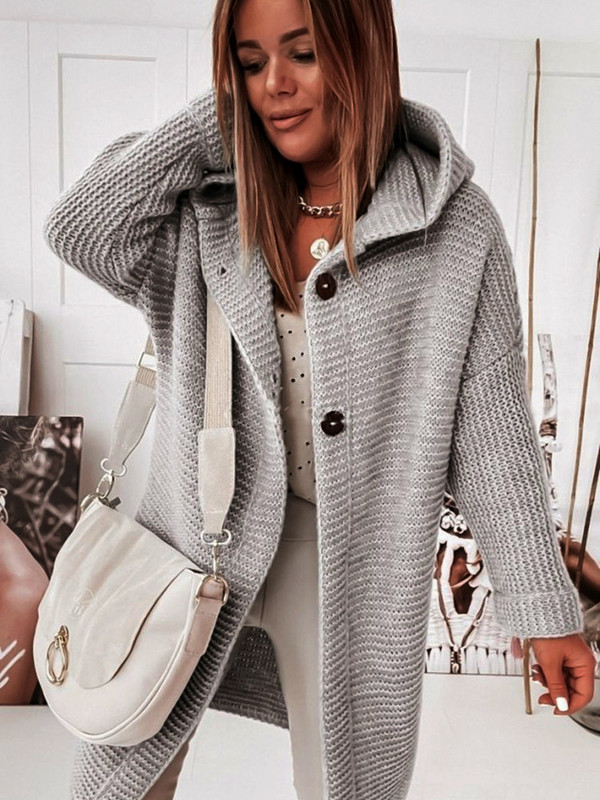 Zimski kaput za žene 2023. Jesen Zima Novi široki pleteni kardigan, gornji džemper dugih rukava Ležerni ružičasti kardigan, ženski džemper