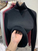 Ühevärviline Turtleneck Plus Velvet Pullover Kampsun Naiste Täiesti sobiv pehme paks kootud kampsun Uus 6 värvi sisemine naiste kampsun