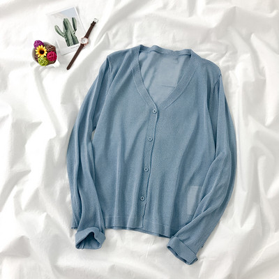 Pleteni kardigan od ledene svile Ženske majice dugih rukava u korejskom stilu Ljetne tanke majice za zaštitu od sunca Jakna 10 boja