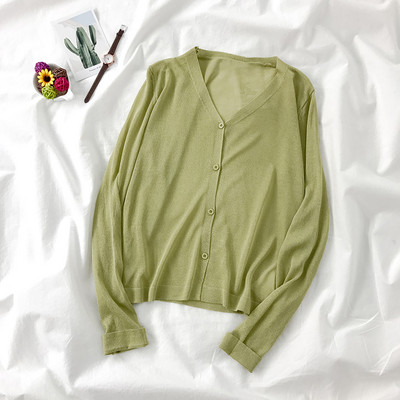 Pleteni kardigan od ledene svile Ženske majice dugih rukava u korejskom stilu Ljetne tanke majice za zaštitu od sunca Jakna 10 boja