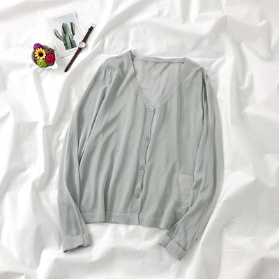 Pleteni kardigan od ledene svile Ženske majice dugih rukava u korejskom stilu Ljetne tanke majice za zaštitu od sunca Jakna 10 boja