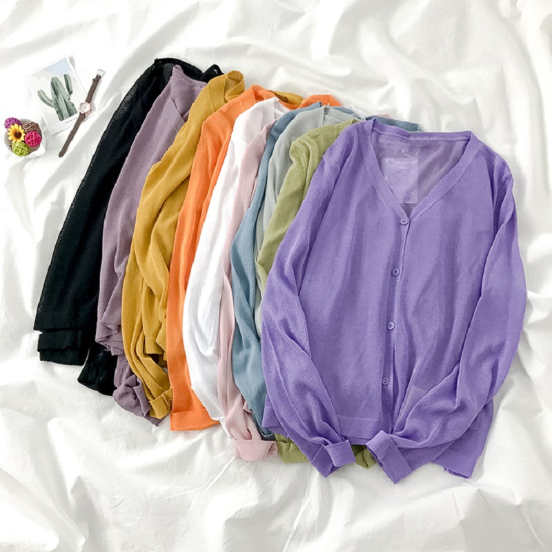 Pleteni kardigan od ledene svile Ženske majice dugih rukava u korejskom stilu Ljetne tanke majice za zaštitu od sunca Jakna 10 boja