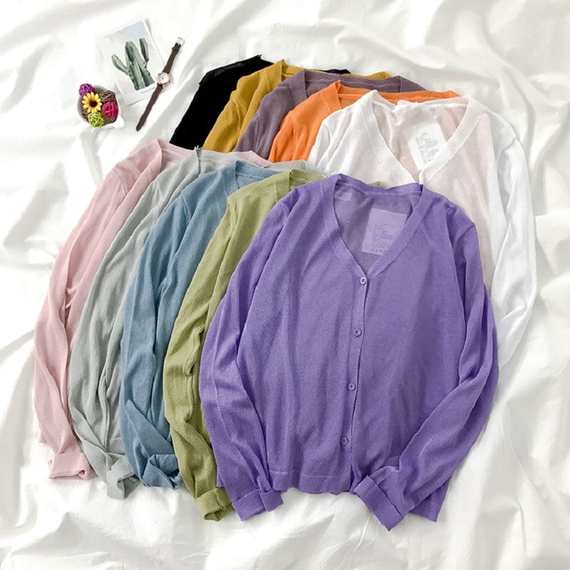 Pleteni kardigan od ledene svile Ženske majice dugih rukava u korejskom stilu Ljetne tanke majice za zaštitu od sunca Jakna 10 boja