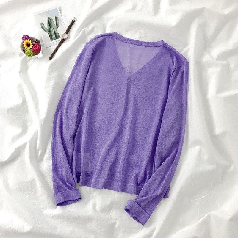 Pleteni kardigan od ledene svile Ženske majice dugih rukava u korejskom stilu Ljetne tanke majice za zaštitu od sunca Jakna 10 boja