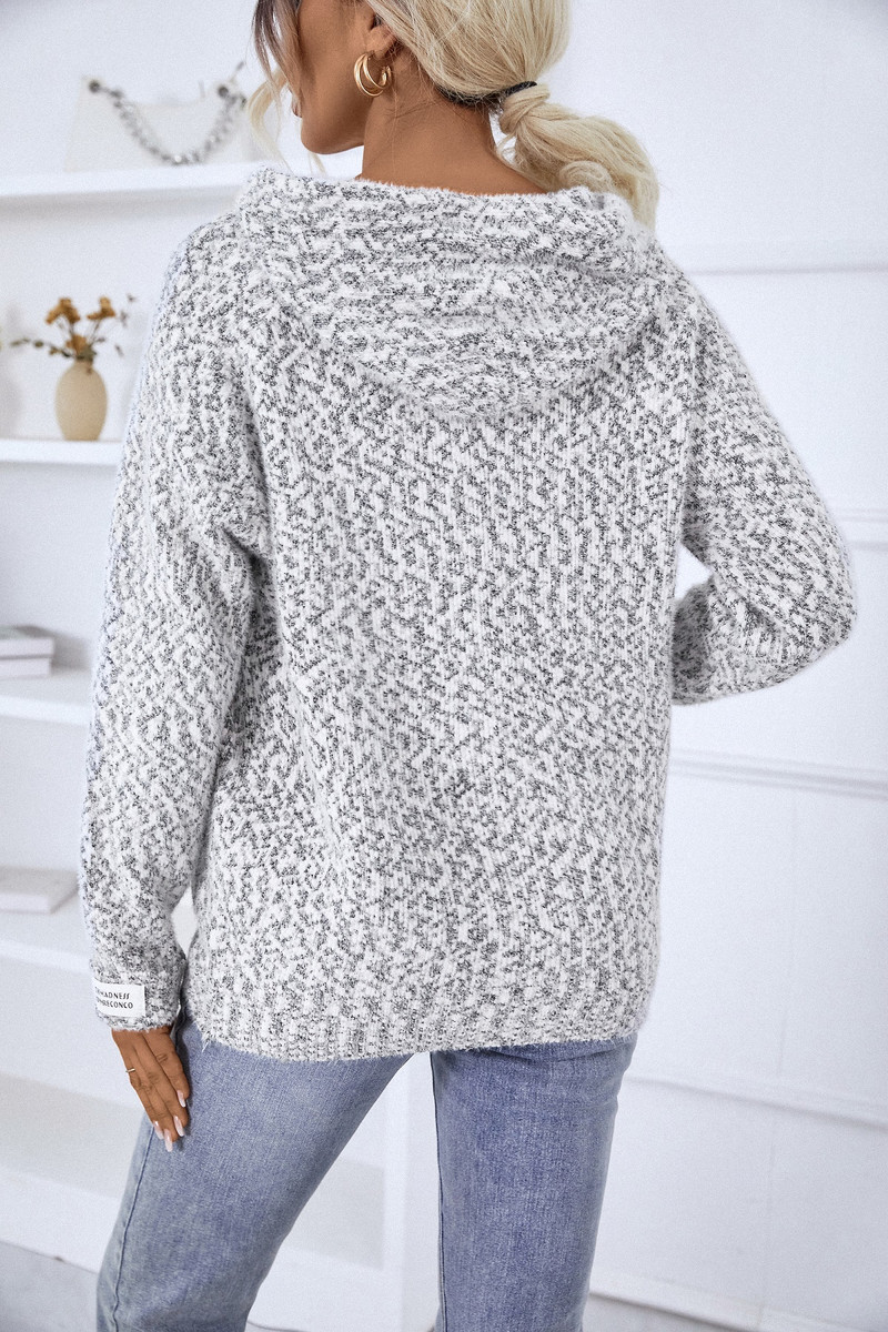 Jesen/zima Ženska odjeća Novi ležerni pulover s kapuljačom s V-izrezom i kontrastnim bojama, široki kroj, debele vučne uzice, ležerni pulover