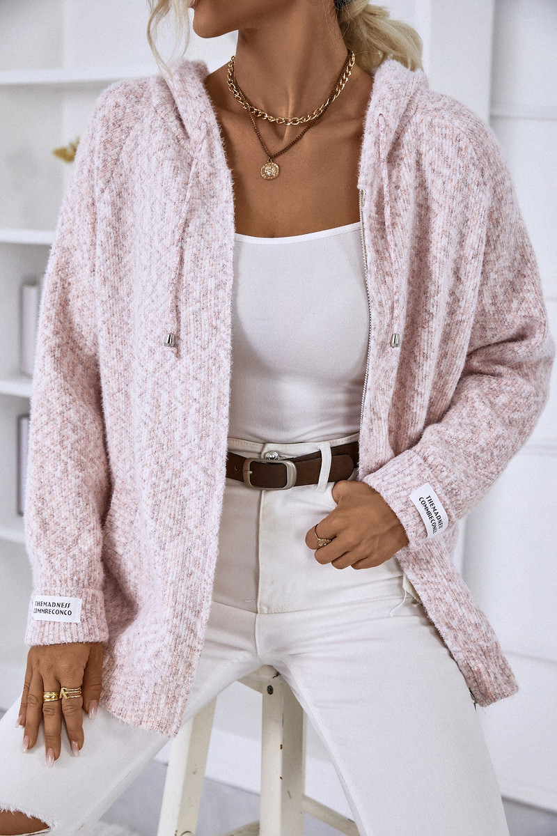 Jesen/zima Ženska odjeća Novi ležerni pulover s kapuljačom s V-izrezom i kontrastnim bojama, široki kroj, debele vučne uzice, ležerni pulover