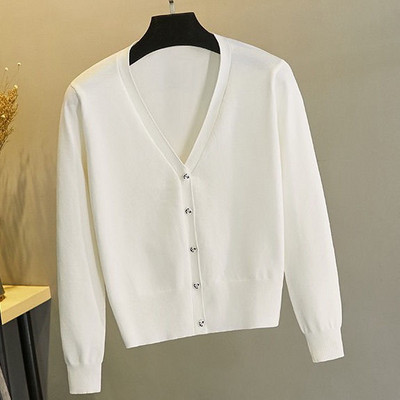 Novi mali proljetni i jesenski tanki džemper Kratki kaput sa šalom Svestrana suknja Top Korejski modni uski pleteni kardigan s V-izrezom