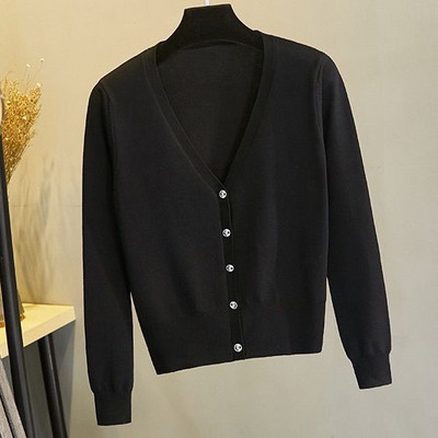 Novi mali proljetni i jesenski tanki džemper Kratki kaput sa šalom Svestrana suknja Top Korejski modni uski pleteni kardigan s V-izrezom