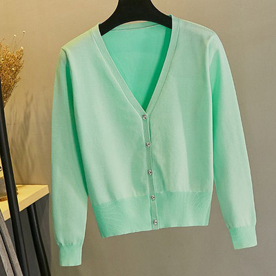 Novi mali proljetni i jesenski tanki džemper Kratki kaput sa šalom Svestrana suknja Top Korejski modni uski pleteni kardigan s V-izrezom