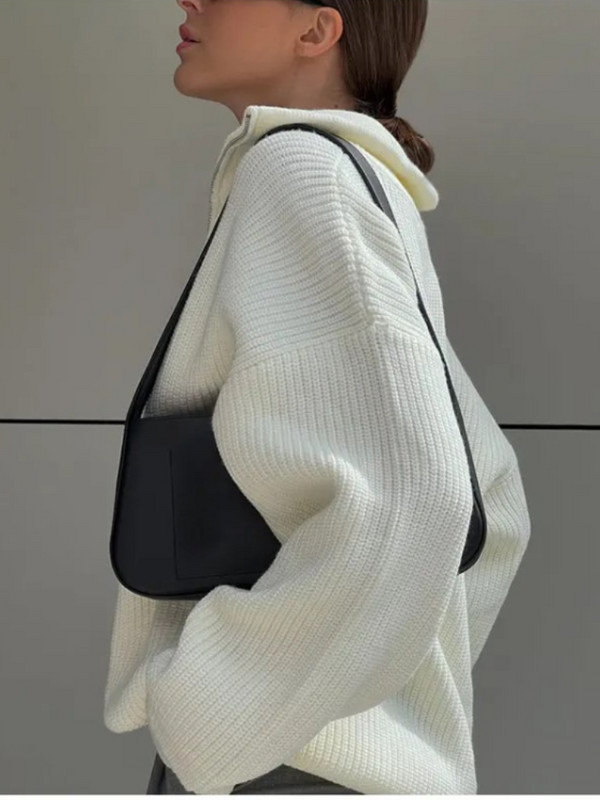 Moteriški megztiniai su užtrauktuku 2023 m. kietas laisvas megztas ilgomis rankovėmis moteriškas megztinis šiltas rudens/žiemos negabaritinis moteriškas megztinis