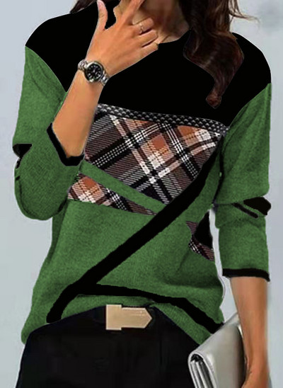 Ženske zimske široke majice dugih rukava s dugmićima i dugim otisnutim kontrastom Proljeće Jesen Elegantne ženske majice S-5XL