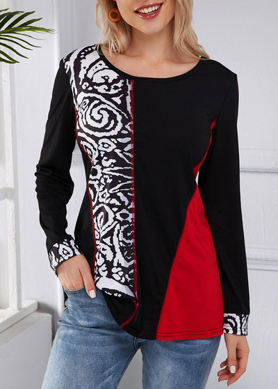 Ženske zimske široke majice dugih rukava s dugmićima i dugim otisnutim kontrastom Proljeće Jesen Elegantne ženske majice S-5XL