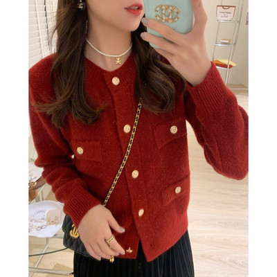 Megztinis 2022 m. ankstyvo pavasario naujas švarkas, trumpas megztinis, moteriškas „Regular Office Lady High Strech“