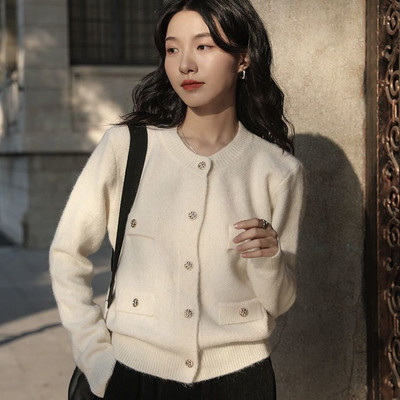 Megztinis 2022 m. ankstyvo pavasario naujas švarkas, trumpas megztinis, moteriškas „Regular Office Lady High Strech“