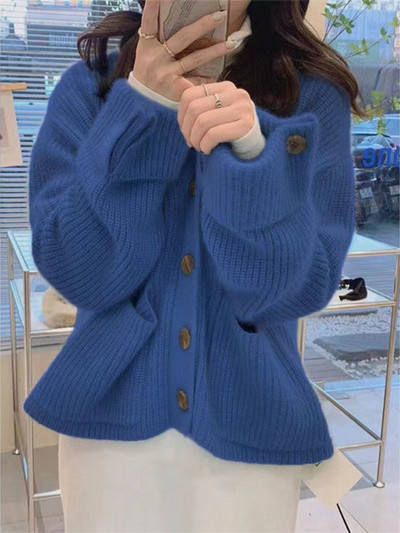 Jesenski kardigan s džepovima, ženski, 5 boja, novi, nježni, jednobojni, jednostavni, korejski Ins, modni za mlade djevojke, udobni, opušteni, vintage slatki