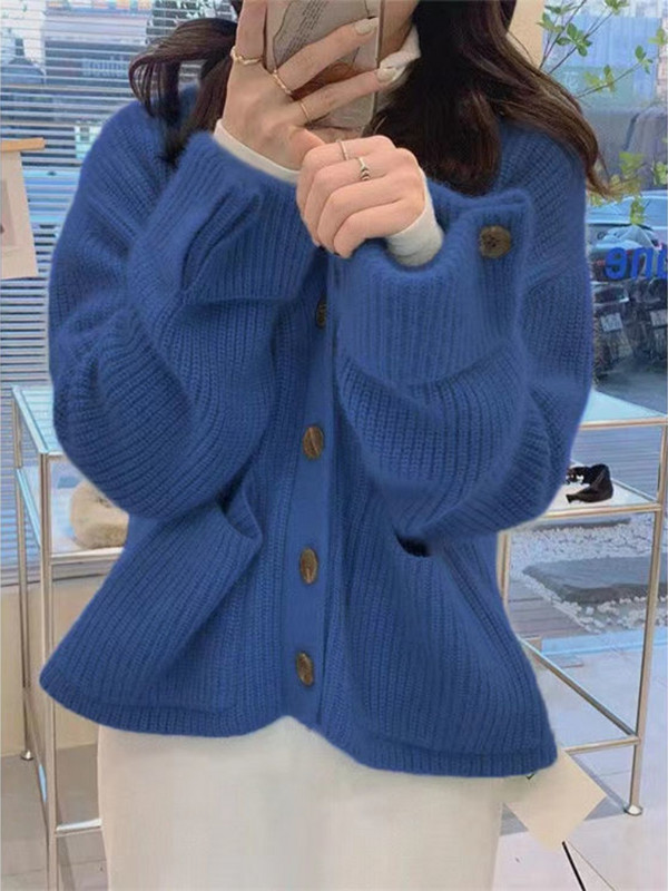 Jesenski kardigan s džepovima, ženski, 5 boja, novi, nježni, jednobojni, jednostavni, korejski Ins, modni za mlade djevojke, udobni, opušteni, vintage slatki