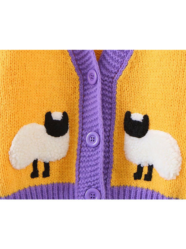 Ženski modni džemper s v-izrezom s jednim kopčanjem i dugim rukavima, ženski kawaii džemper s printom ovaca, kardigani