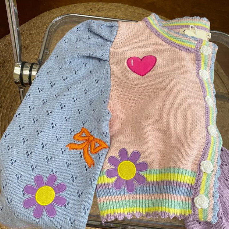 Ζακέτα Γυναικεία Φθινοπωρινή Νέο Πλεκτό Πλεκτό Πλεκτό Πουλόβερ με Κέντημα με Κεράσι, Σέξι Σχέδιο Δεκαετία του `90