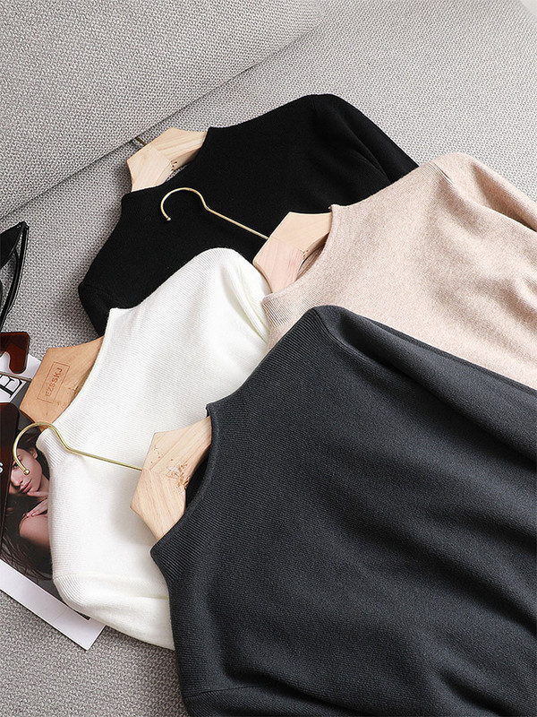 Bacis πουλόβερ Γυναικείο πουλόβερ πουλόβερ με λαιμόκοψη 2022 Φθινόπωρο Χειμώνας Νέο μονόχρωμο Εξωτερικό φόρεμα παντός τύπου κάτω μπλουζάκι