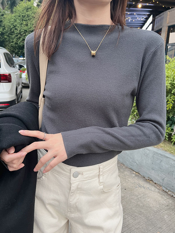 Bacis πουλόβερ Γυναικείο πουλόβερ πουλόβερ με λαιμόκοψη 2022 Φθινόπωρο Χειμώνας Νέο μονόχρωμο Εξωτερικό φόρεμα παντός τύπου κάτω μπλουζάκι