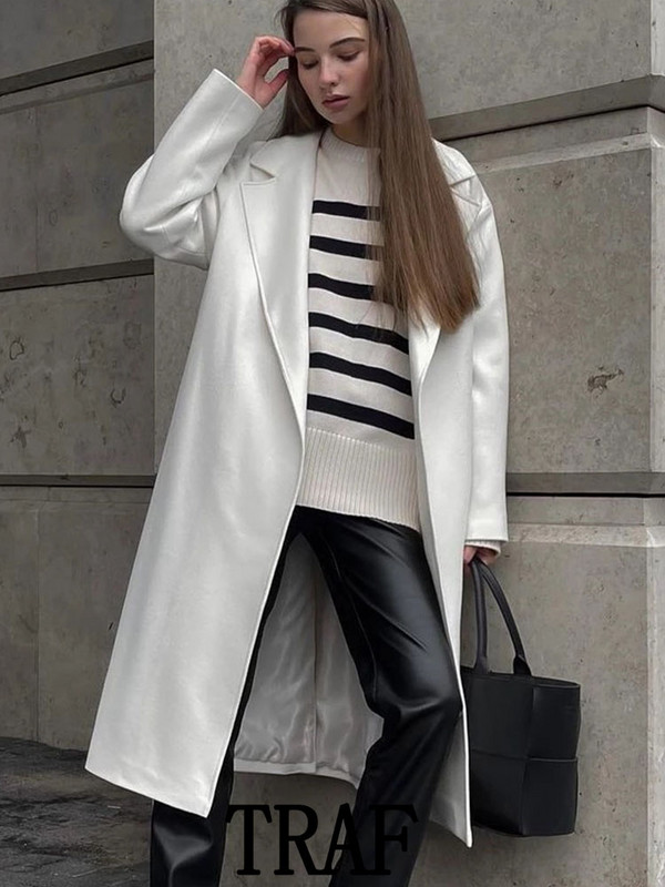 TRAF 2023 Ženski jesenski pulover, modni prugasti pulover s printom, pleteni pulover s dugim rukavima i O-izrezom, široki kauzalni pulover s pletenim vrhovima