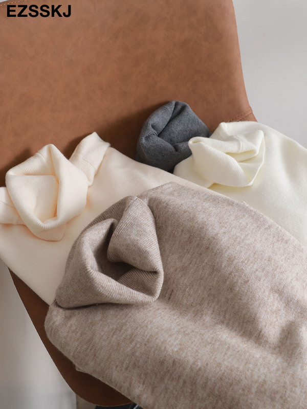 φθινοπωρινός χειμώνας Basic Λεπτό απαλό μονόχρωμο ζιβάγκο Πλεκτό πουλόβερ Γυναικείο πουλόβερ casual μακρυμάνικο chic κάτω Πουλόβερ πάνω