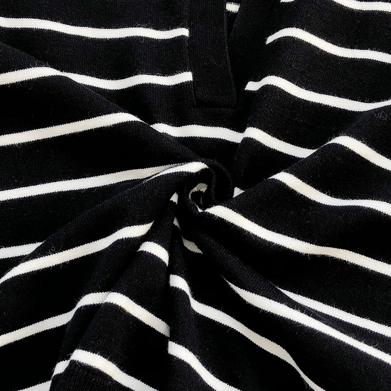 Mooirue proljetni ženski pulover s polo ovratnikom s prugama na revere, uski kroj, jesen, zima, ležeran džemper dugih rukava