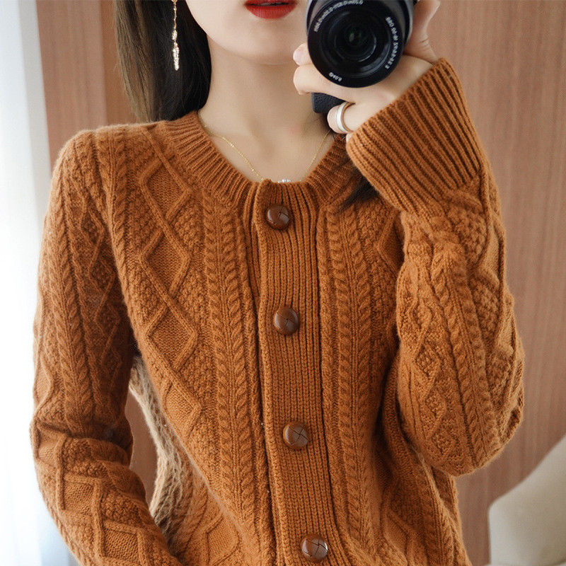 Novi korejski pleteni džemper kardigan za jesen 2022. Ženski jednoprsni džemper dugih rukava Ženski topli opušteni pleteni džemper