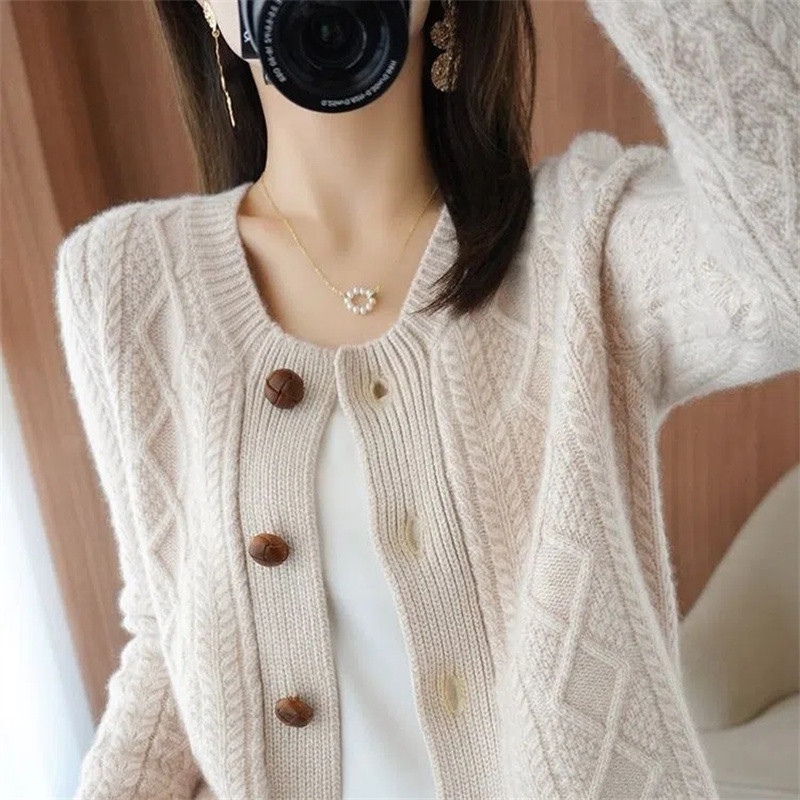 Novi korejski pleteni džemper kardigan za jesen 2022. Ženski jednoprsni džemper dugih rukava Ženski topli opušteni pleteni džemper