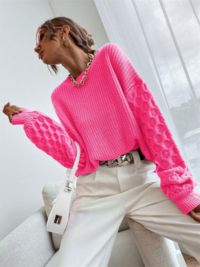 Νέα μόδα μπλουζάκια 2023 Γυναικεία άνοιξη φθινόπωρο μασίφ πλεκτό πουλόβερ υπερμεγέθη πουλόβερ για γυναικεία ρούχα Μακρυμάνικο μπλουζάκι