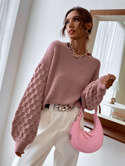 Νέα μόδα μπλουζάκια 2023 Γυναικεία άνοιξη φθινόπωρο μασίφ πλεκτό πουλόβερ υπερμεγέθη πουλόβερ για γυναικεία ρούχα Μακρυμάνικο μπλουζάκι