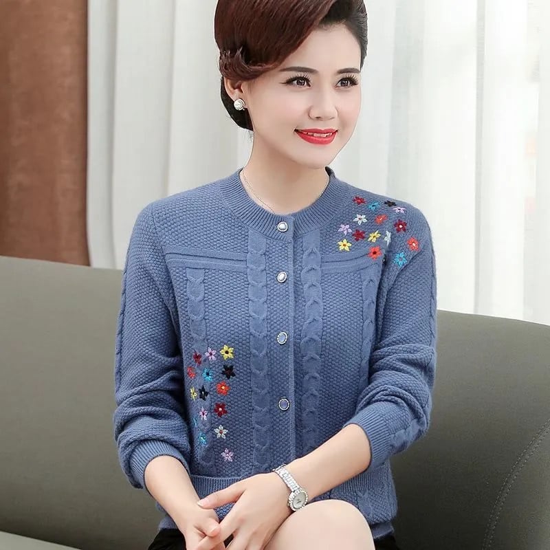 2022. Majka Vezeni pulover Proljeće Jesen Kardigan Jakna Ženski pleteni džemperi Široki kaput Pletivo srednjih godina Žensko