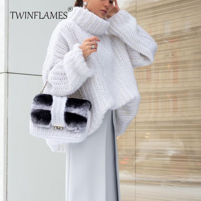 TWINFLAMES Turtleneck kootud kampsunid naiste sügistalv soojad ülisuured kohevad kampsunid naiste pikkade varrukatega pulloverid naiste topid