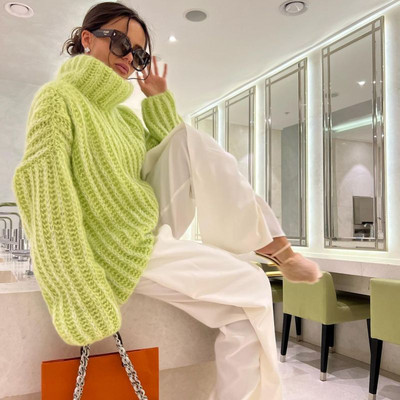 TWINFLAMES Turtleneck kootud kampsunid naiste sügistalv soojad ülisuured kohevad kampsunid naiste pikkade varrukatega pulloverid naiste topid