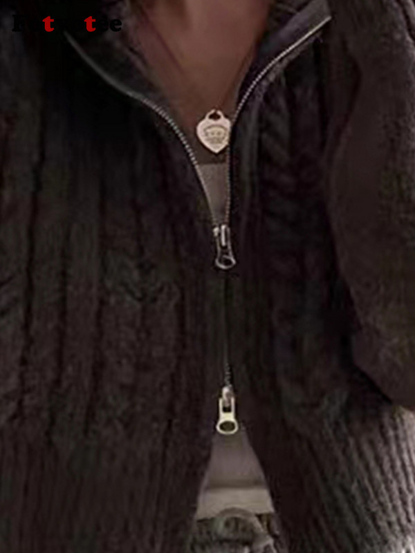 Fotvotee kampsunid naistele Kampsun Korea mood kärbitud kampsun pikkade varrukatega talveriided 2023 kootud topid, vintage