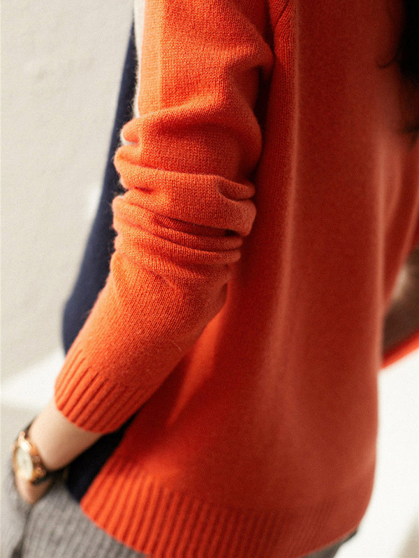 Sueter Mujer 2022 Φθινοπωρινό χειμωνιάτικο πουλόβερ Γυναικείο πουλόβερ με αντίθεση χρώματος Μακρυμάνικο πουλόβερ Γυναικεία ρούχα Γυναικεία πλεκτά μπλουζάκια