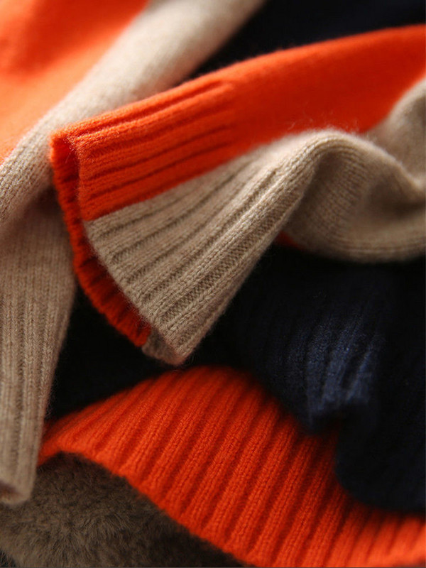 Sueter Mujer 2022 Φθινοπωρινό χειμωνιάτικο πουλόβερ Γυναικείο πουλόβερ με αντίθεση χρώματος Μακρυμάνικο πουλόβερ Γυναικεία ρούχα Γυναικεία πλεκτά μπλουζάκια