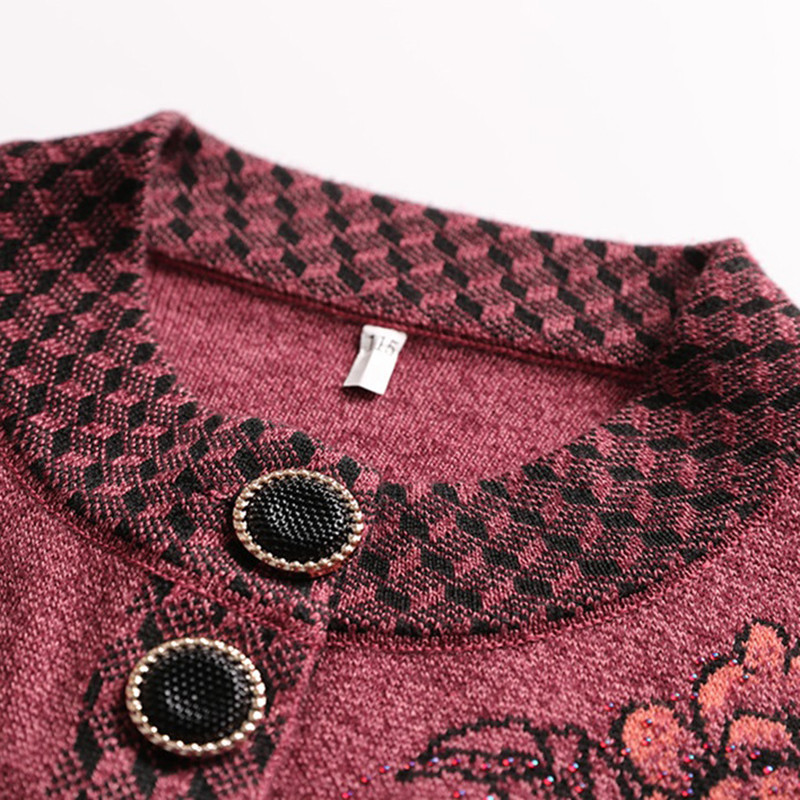 Ženski pulover Sredovječna mama Nosi okrugli izrez Jednoredno kopčanje Pleteni Ženski džepni kardigan Jakna Proljeće Jesen Džemperi Kaput