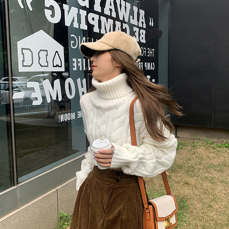 2022 Jesen Zima Ženski pulover s dolčevitom Široki elegantni topli pleteni puloveri Modni jednobojni džemperi od pletiva