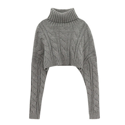 Γυναικείο πουλόβερ με ζιβάγκο μονόχρωμο κοντό πουλόβερ Ολόσωμη μόδα Κορεατικά καθημερινά πλεκτά Νέο τοπ το φθινόπωρο και το χειμώνα 2023