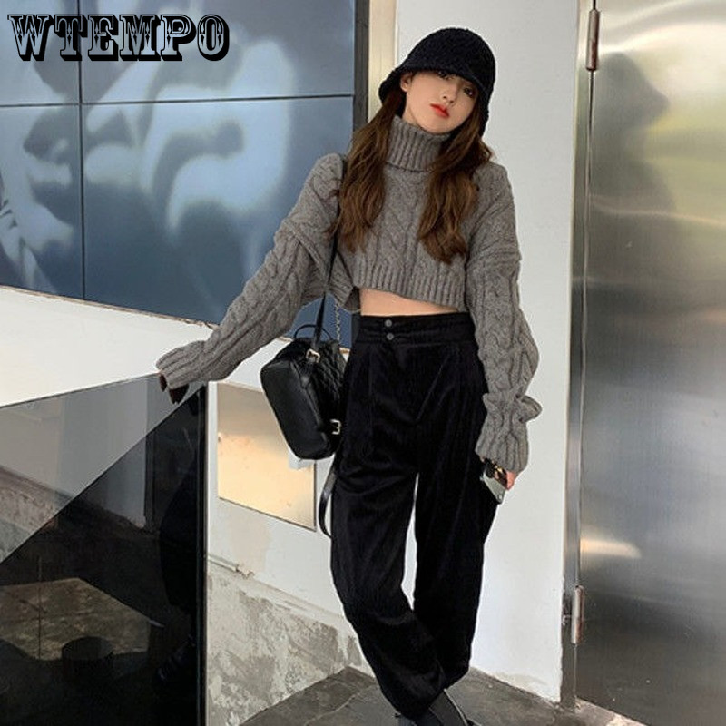 Γυναικείο πουλόβερ με ζιβάγκο μονόχρωμο κοντό πουλόβερ Ολόσωμη μόδα Κορεατικά καθημερινά πλεκτά Νέο τοπ το φθινόπωρο και το χειμώνα 2023