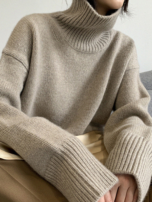 Pulovere supradimensionate tricotate pentru femei cu gât roscat de iarnă Pulovere pentru femei, pline, vrac, cu gât înalt, groase, pentru femei, moda 2023
