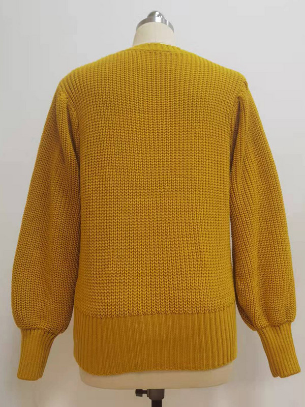 Jesen Zima Ženski pulover Modni pleteni puf dugih rukava Basic Black Twist Ženski pulover Ležerni jednobojni pulover 2023.