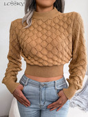 Elegantne kärbitud naiste kampsun, moodne kootud pikkade varrukatega topp, vaba kaelusega pulloverid, sügistalv, uus 2023. aasta kudumid