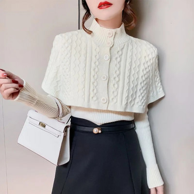 Elegantne Twist kampsun ja keeb kaheosaline vintage sügistalvine õhuke avar V-kaelusega pullover kampsun Naiste vabaaja soojad kampsunid